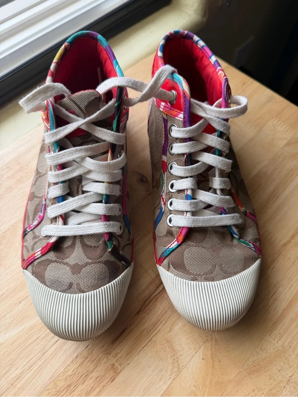 Coach Barrett Signature C Pop Art Mid-Top Sneakers Women’s Size 7B